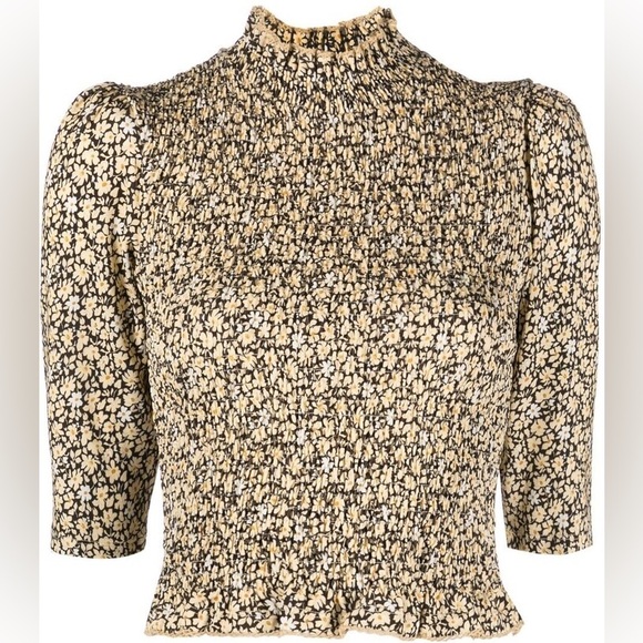 Sandro Gigi floral-print smocked crop top - Picture 1 of 7